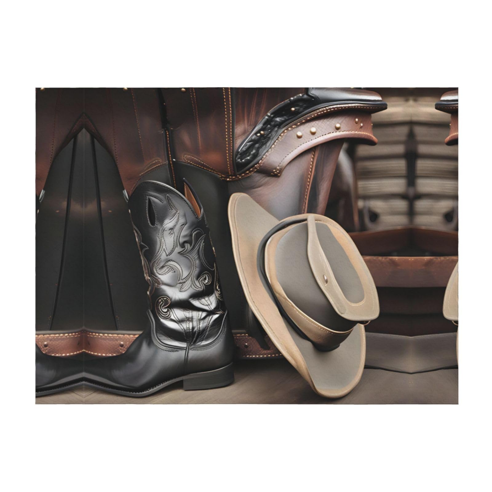 Plaid polaire chapeau de cowboy noir couverture lit voyage