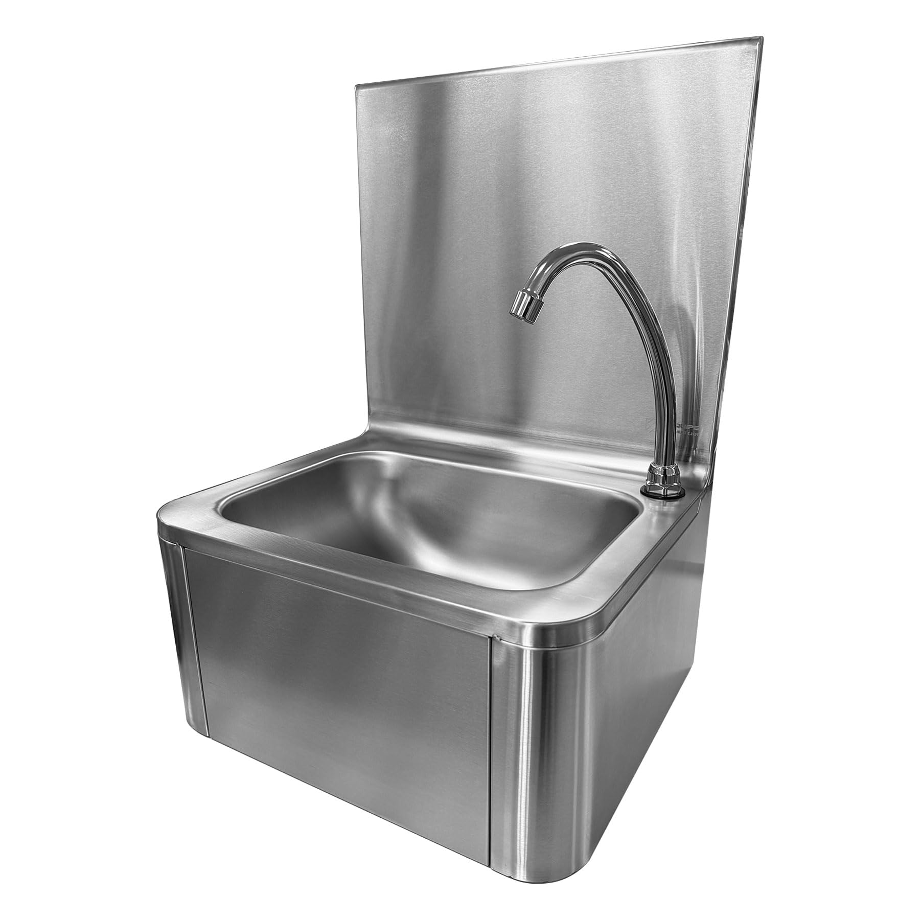 Lave Main en Inox à Commande Fémorale avec Robinet Dosseret et Bonde