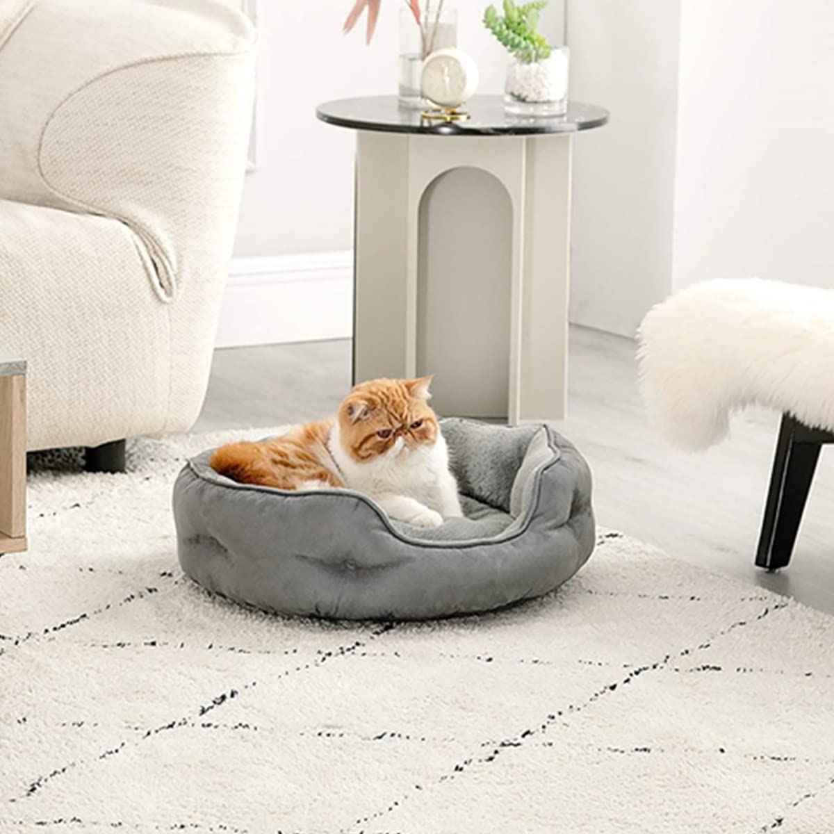 Cama Donut Calmante Pet Wiz Cama Tipo Donut Suave Y Calmante Para Perros Y Gatos - Premium, Para Mascotas De Peso Pesado Cama Suave Para Gatos