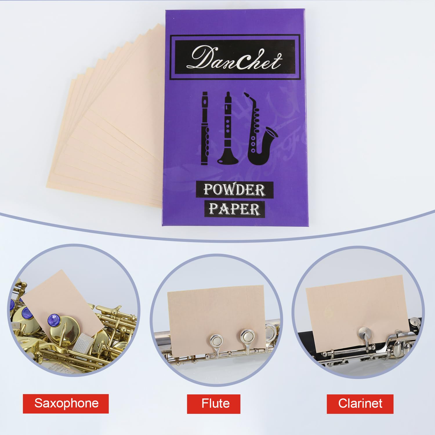 ARTIBETTER 100pcs Woodwind Mouthpiece Pad Cleaning Paper For Clarinet Saxophone And Other Instruments