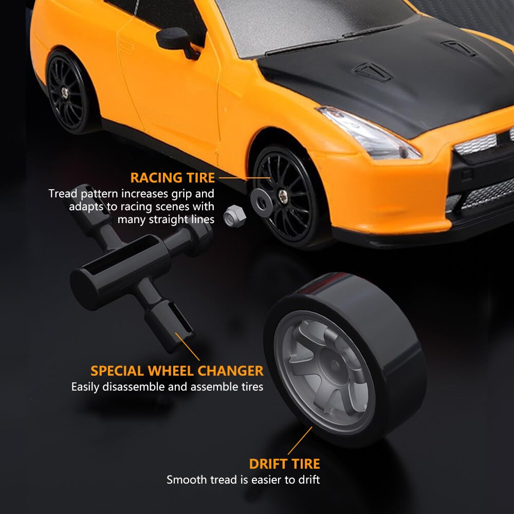 BuzzoXerex RC Drift Car, Mini Macchina Telecomandata Drift, 1/24 4WD Auto Telecomandata con Luce LED, 18km/h, Auto Giocattolo per Adulti e Bambini di Età Superiore agli 6 Anni (B