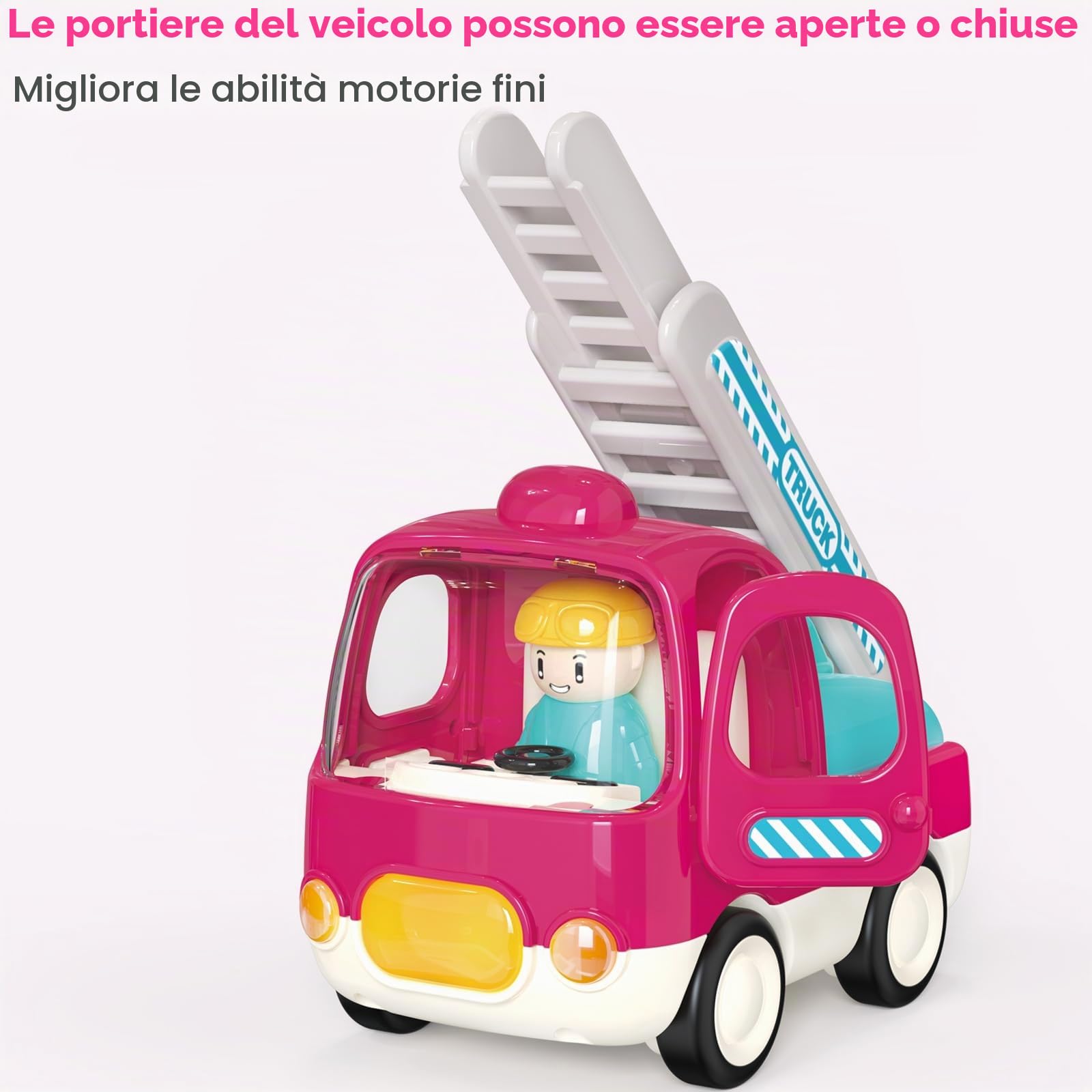 Yerloa Camion Pompieri Giocattolo Giochi Bambini 1 2 3 4 Anni Ragazzi e Ragazze Con Suoni e Luci, Camion Macchinine Per Bambini Giocattolo