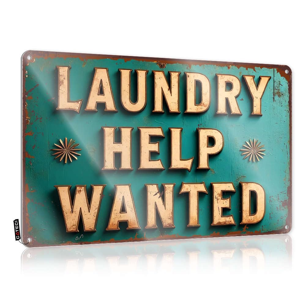 Funny Wall Signs Rustic Vintage Wall Art, Wall Retro Custom Tin Sign For Home Bar | 8x12 Inch Laundry Help Wanted Sign. Perfect For Bars Decor(30X40CM)