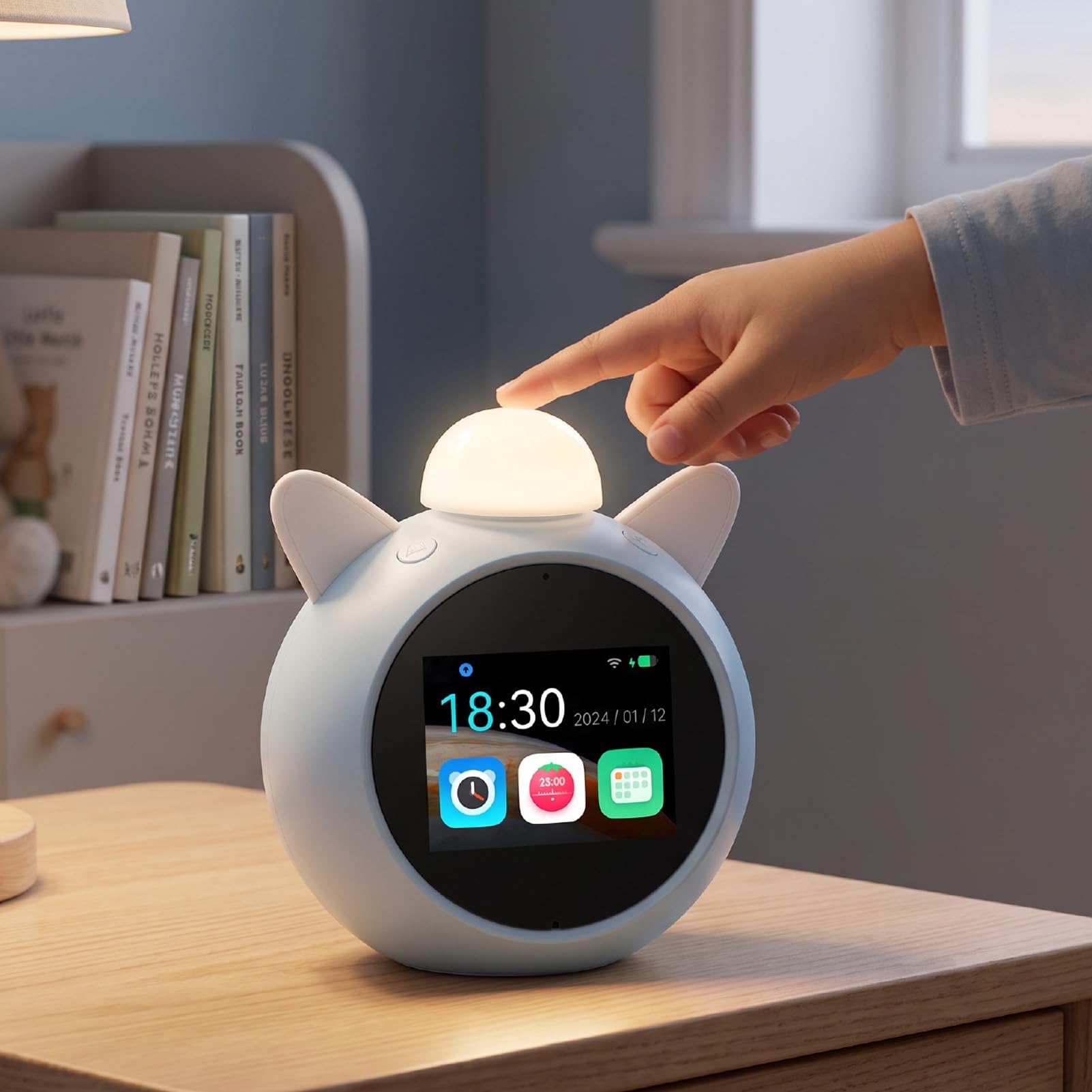 Sxhlseller Sveglia Intelligente Schermo HD 2,8 Pollici, Orologio Digitale a Batteria Ricaricabile 1500mAh con Cavo di Ricarica e Manuale per Comodino