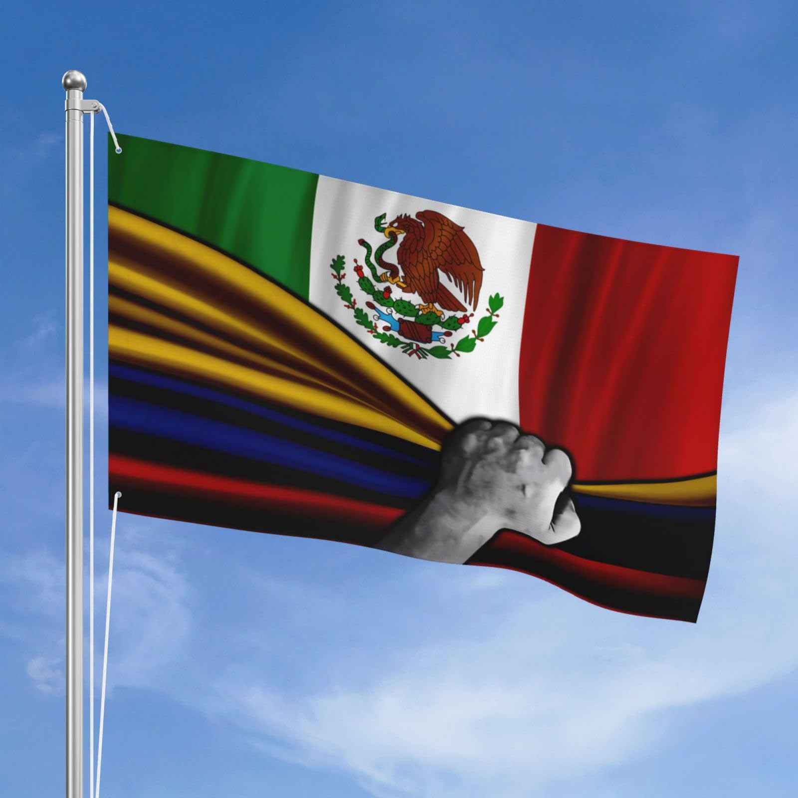 Colombian Colombia Flag And Michoacan Mexico Mexican Flag Flags For Outside 3x5 Ft Three Layers Of Fabric Sewing Double-Sided Printing 3x5 Feet Banner