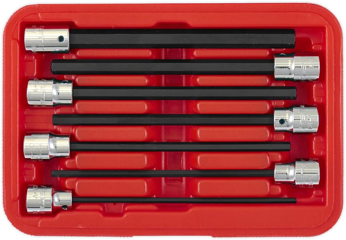 Sealey Ak62255 Hex Socket Bit Set 7Pc 3/8Sq Drive 150Mm Metric
