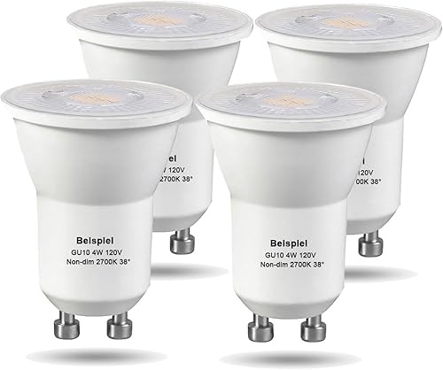 Miniatura 1 de Beispiel Mini bombillas LED GU10 de 2700 K blanco cálido suave, base MR11 GU10 equivalente a halógeno de 25 W, AC120V 4W no regulable, focos LED de
