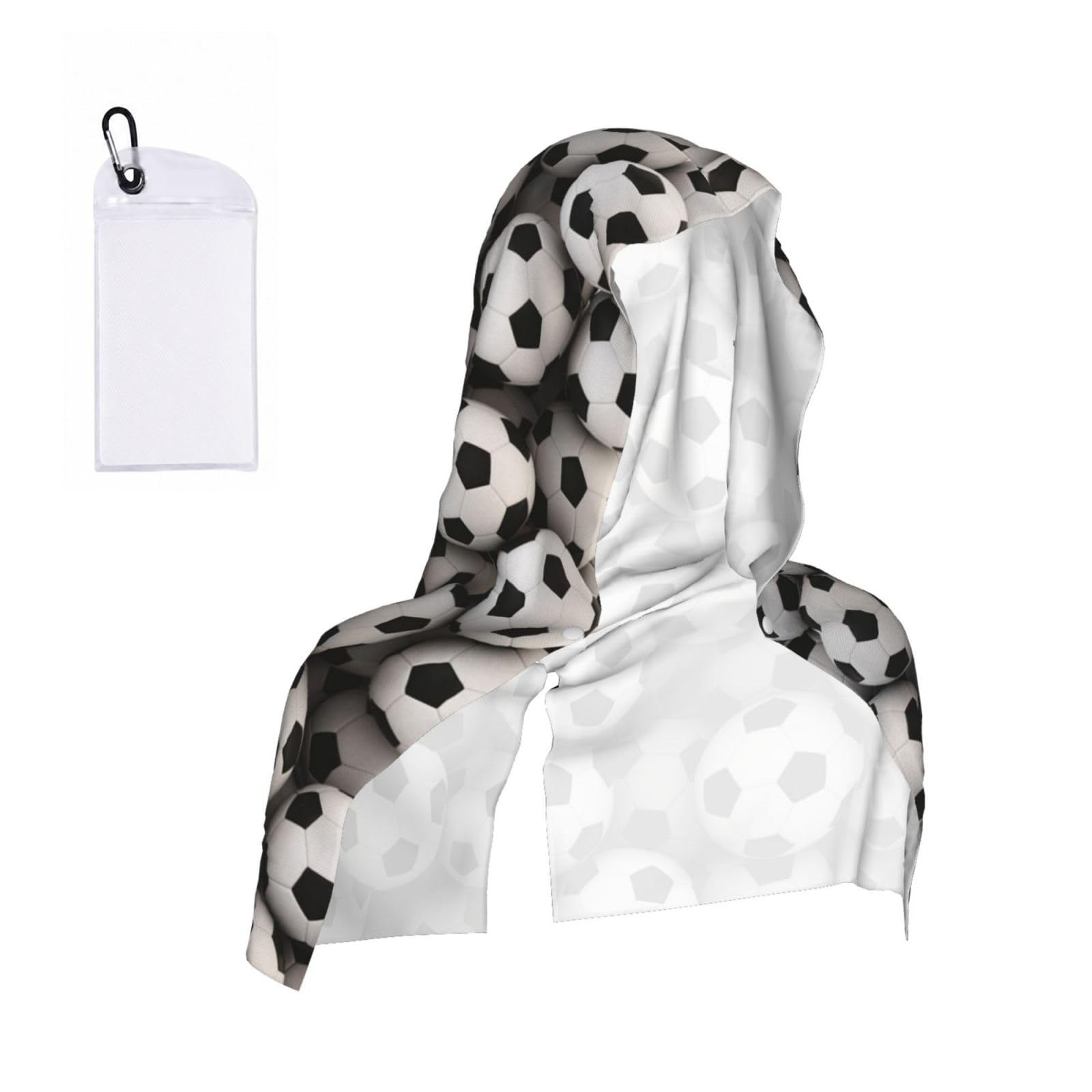 EZDLOWVBA Soccer Sea Print 2 Pack Cooling Hoodie Towels,Sports Headscarf, Neck Wrap Scarf,Breathable Cooling Towel For Neck And Face, Travel, Swimming, Training