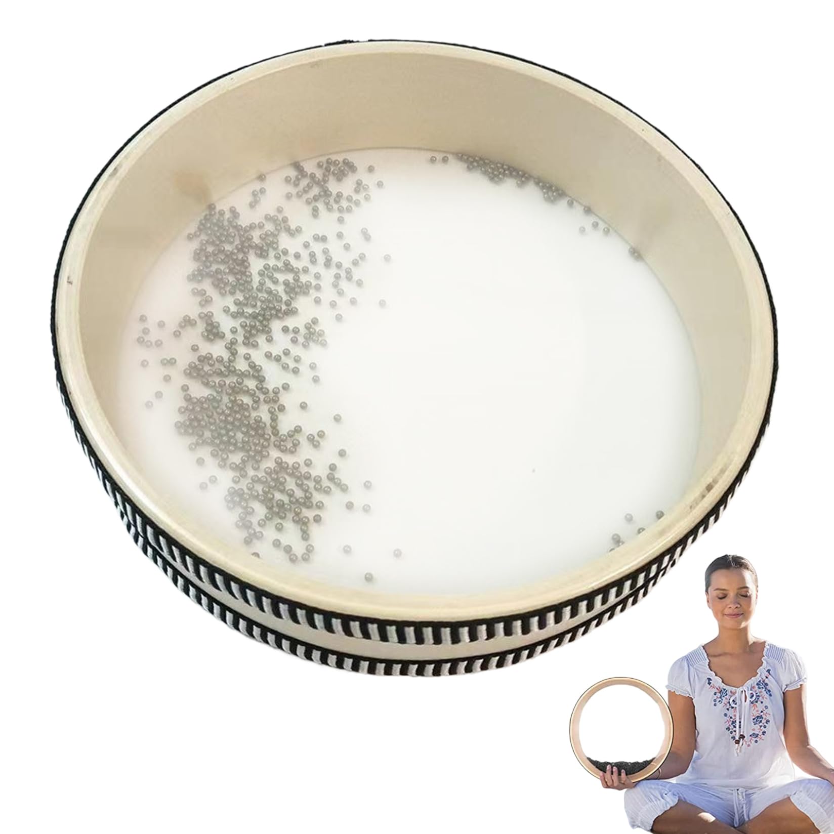 Sons de l'océan, Tambour océan pour la méditation et la Relaxation, Le Tambour de l'océan en Bois pour soulager Le Stress, 10x10x1 Instruments de Bain sonore pour Le Yoga, Pleine Conscience, thérapie
