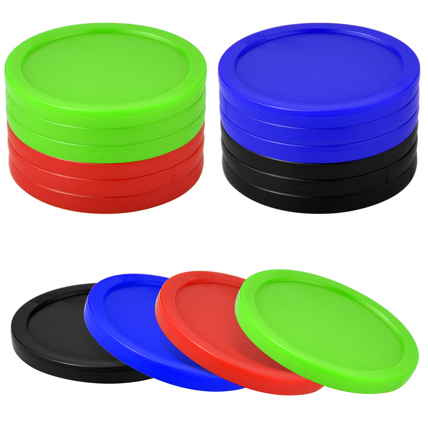 12 discos de hockey aéreo para el hogar, discos pesados de repuesto de 2.5 pulgadas para mesas de juego, accesorios de equipo, 0.44 onzas (rojo, negro, azul, verde) 2