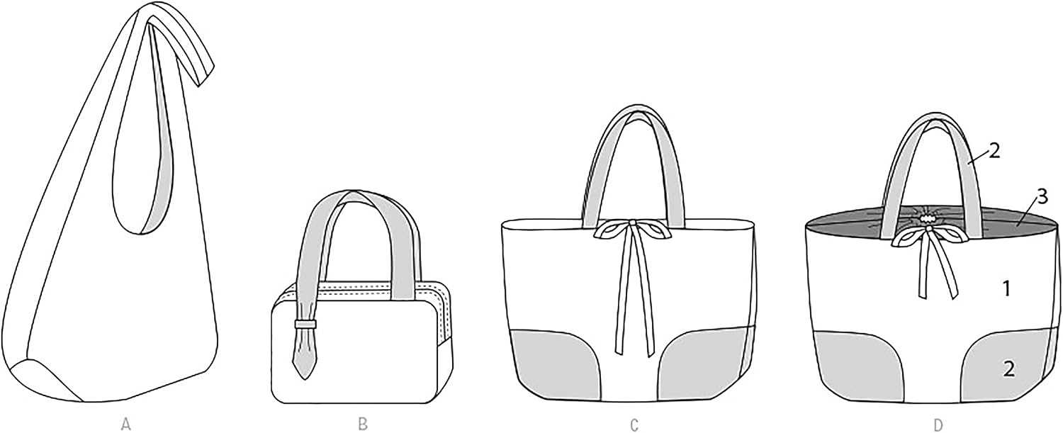 Simplicity Handbag, Hobo, Tote Bag Packet, Code 9304 Sewing Pattern, One Size, White,SS9304OS