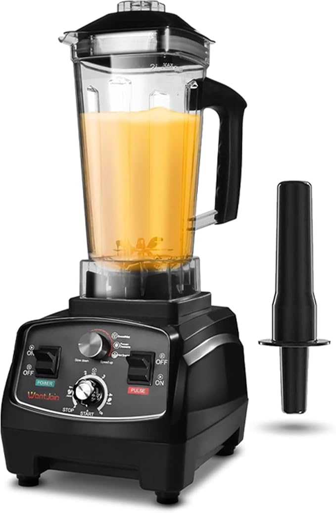 WantJoin Professional Blender, Countertop Blender, Blender for kitchen Max 1800W High Power Home and Commercial Blender with Timer, Smoothie Maker 2200ml for Crushing Ice, Frozen Dessert, Soup, fish