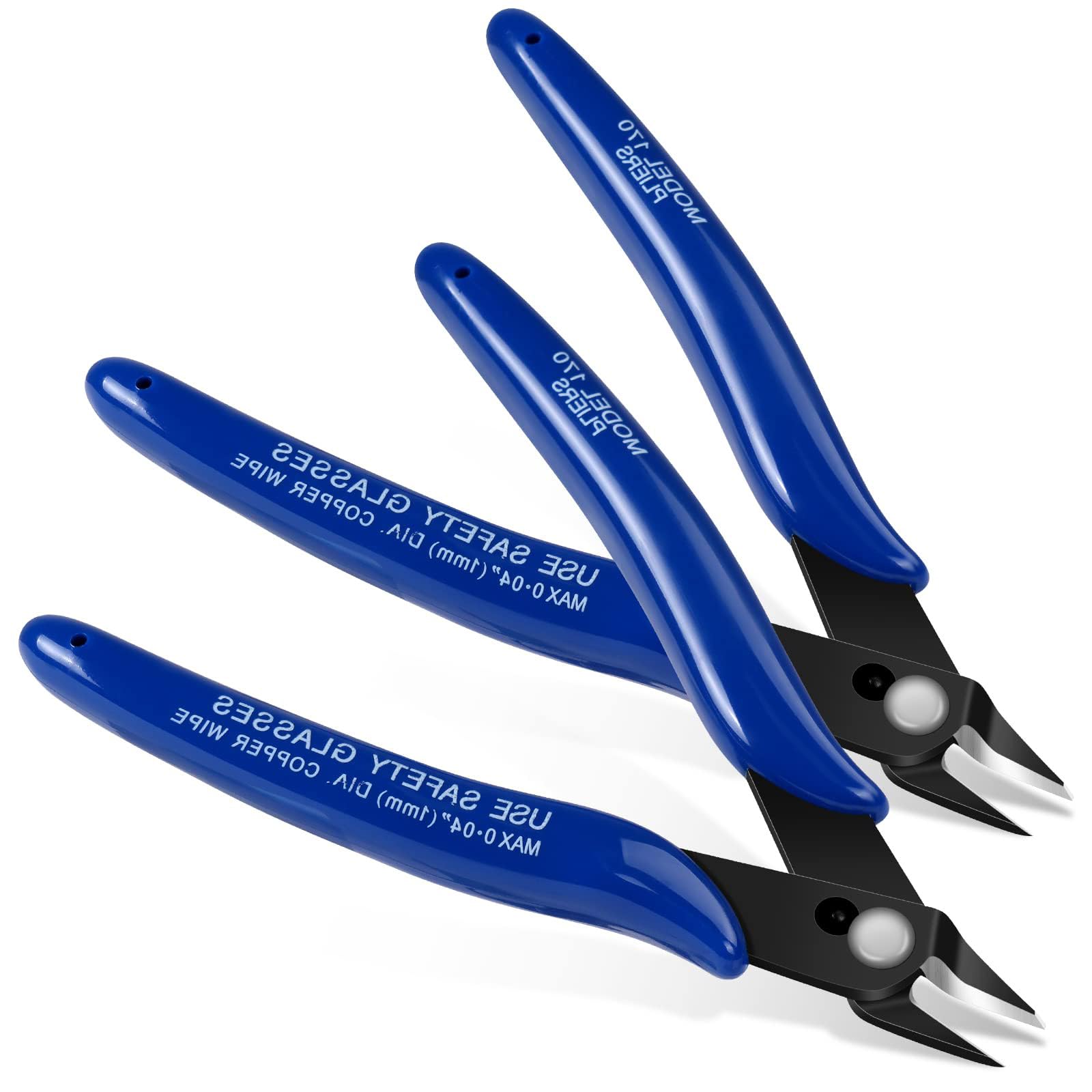 Wire Cutters, 2PCS Spring-loaded Side Cutters Flush Cutters, Diagonal Cutters Precision Side Cutters, Diagonal Cutting Pliers in CRV Steel, Heavy Duty Cutting Pliers for Electrical(Smooth handle)