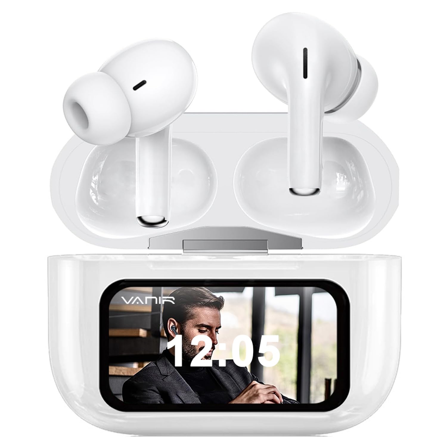 VANIR Wireless Earbuds, Bluetooth 5.4 Ear Buds with Multifunctional Touch Screen, ANC/ENC Noise Cancelling Headphones with 36H Playtime, Bass Stereo Sound, for Laptop, Android/iOS, Pad