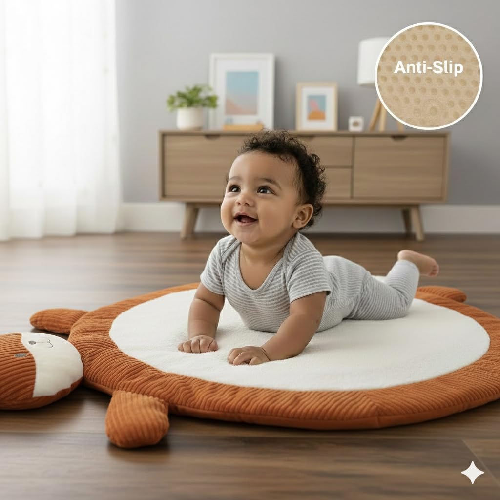 Tapis Eveil Bébé-Matelas de Sol épais pour Ramper et Jouer -Doux et interactif pour la Gymnastique et la psychomotricité-Cadeau pour la Naissance. Baby Shower. XL (Fox)