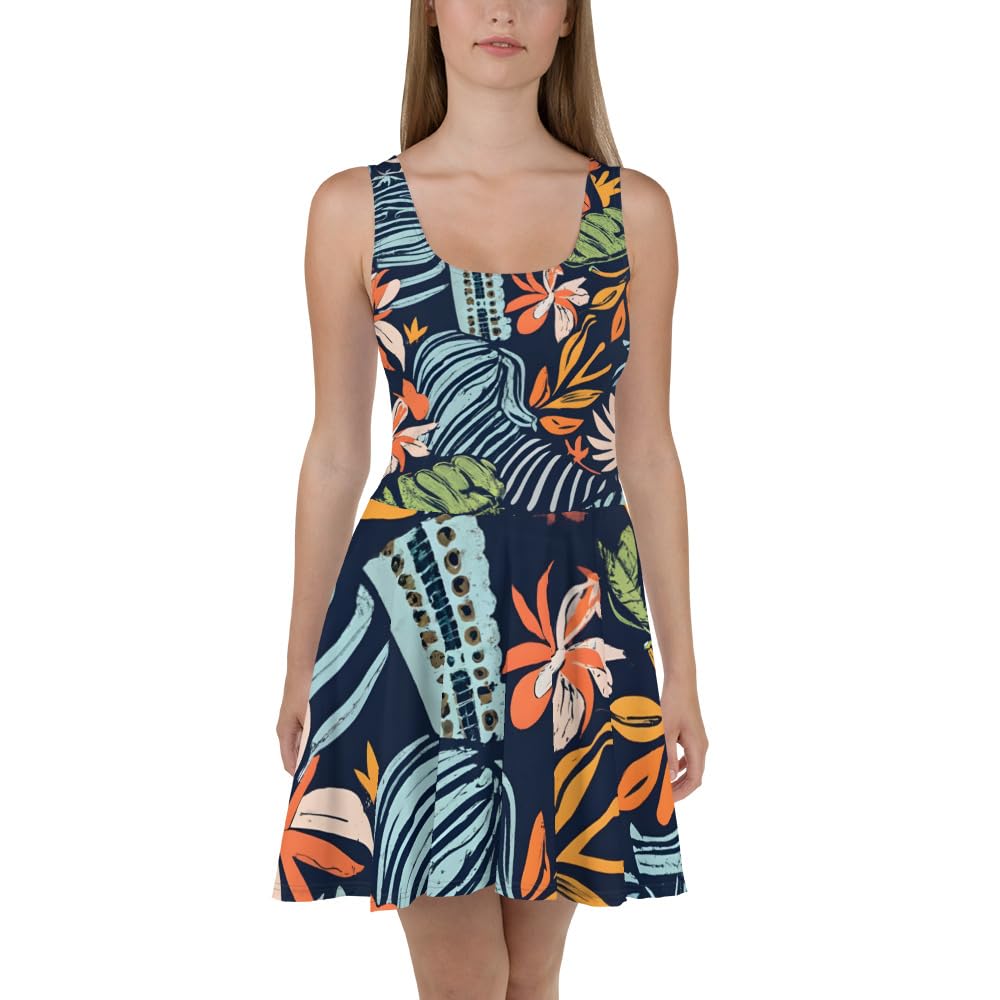 Robe patineuse fleurie fluide | Robe courte patineuse - 5