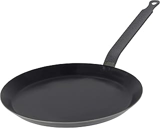 de Buyer - Force Blue - Blue Steel Crepe & Tortilla Pan - Nonstick Carbon Steel Frying Pan with Traditional French Handle...