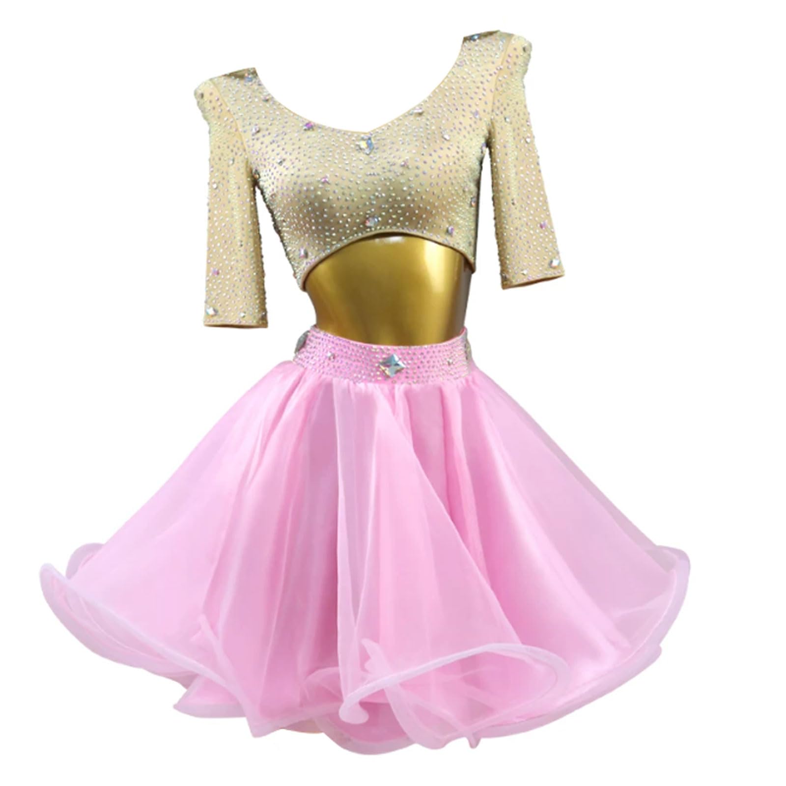 Abiti Latino Costumi Salsa da Ballo Donna Gonna Ossa di Pesce Cha Cha