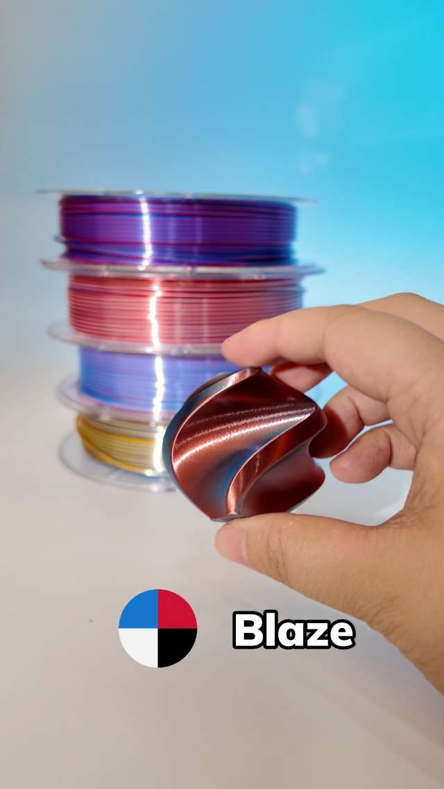 Image of AMOLEN Silk PLA 3D Printer Filament Bundle, Shiny Silkverse 4 Colors in 1 Filament 1.75mm Pack Multi Color from 4 Angles, 1kg Blue Yellow Red White