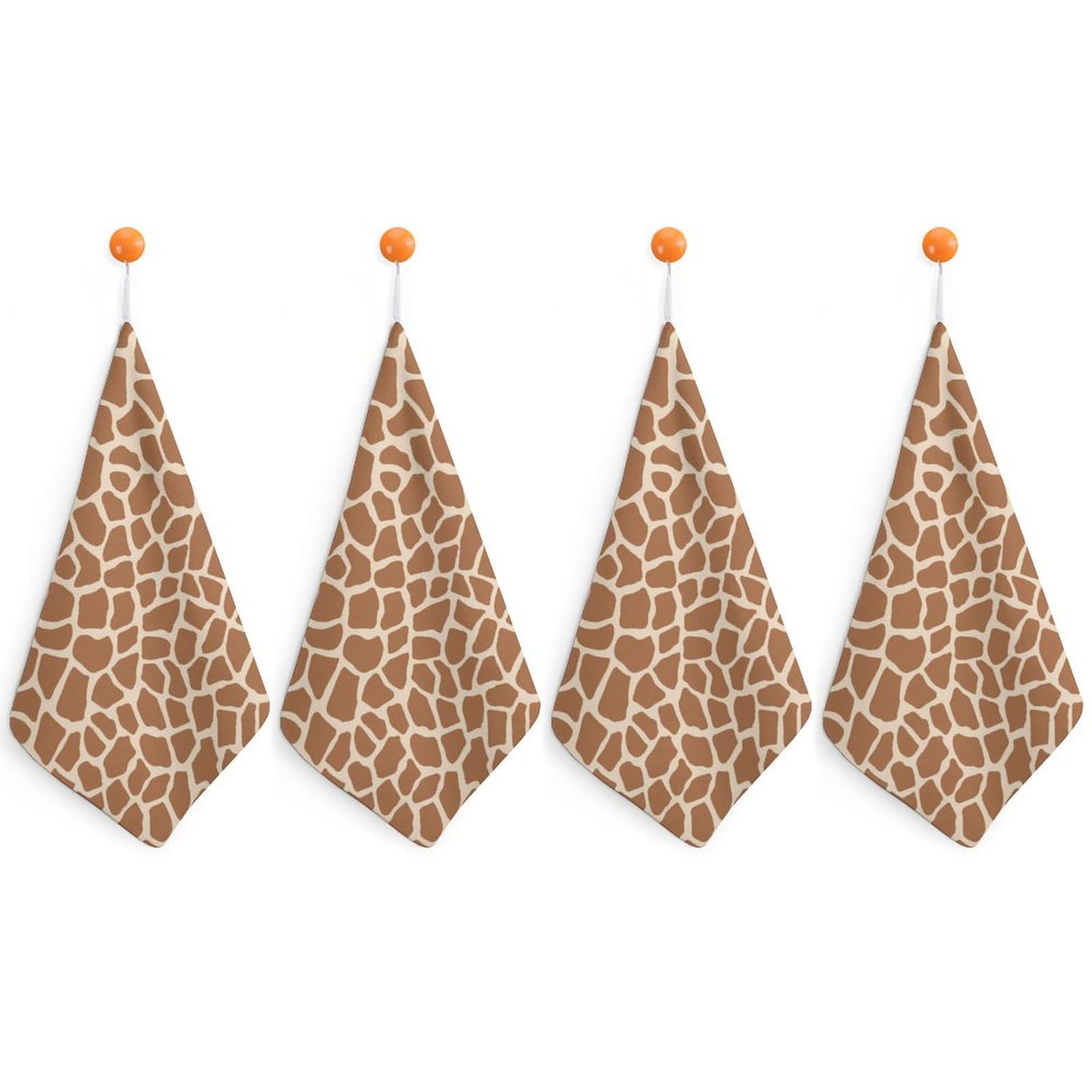 LEDFCVSU 4 Piece Hanging Hand Towels, Giraffe Pattern Animal Small Dry Hand Towel for Kitchen Bathroom