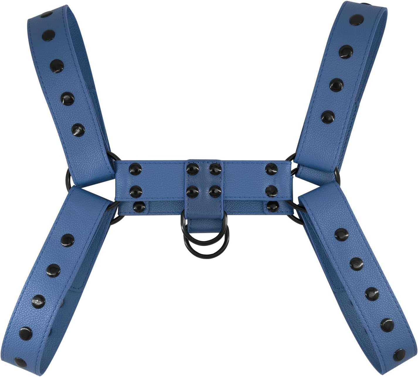 Men's PU Leather Harness with Litchi Texture, Adjustable Buckle Straps with Rivet Accents, Suspenders Shoulder Belt