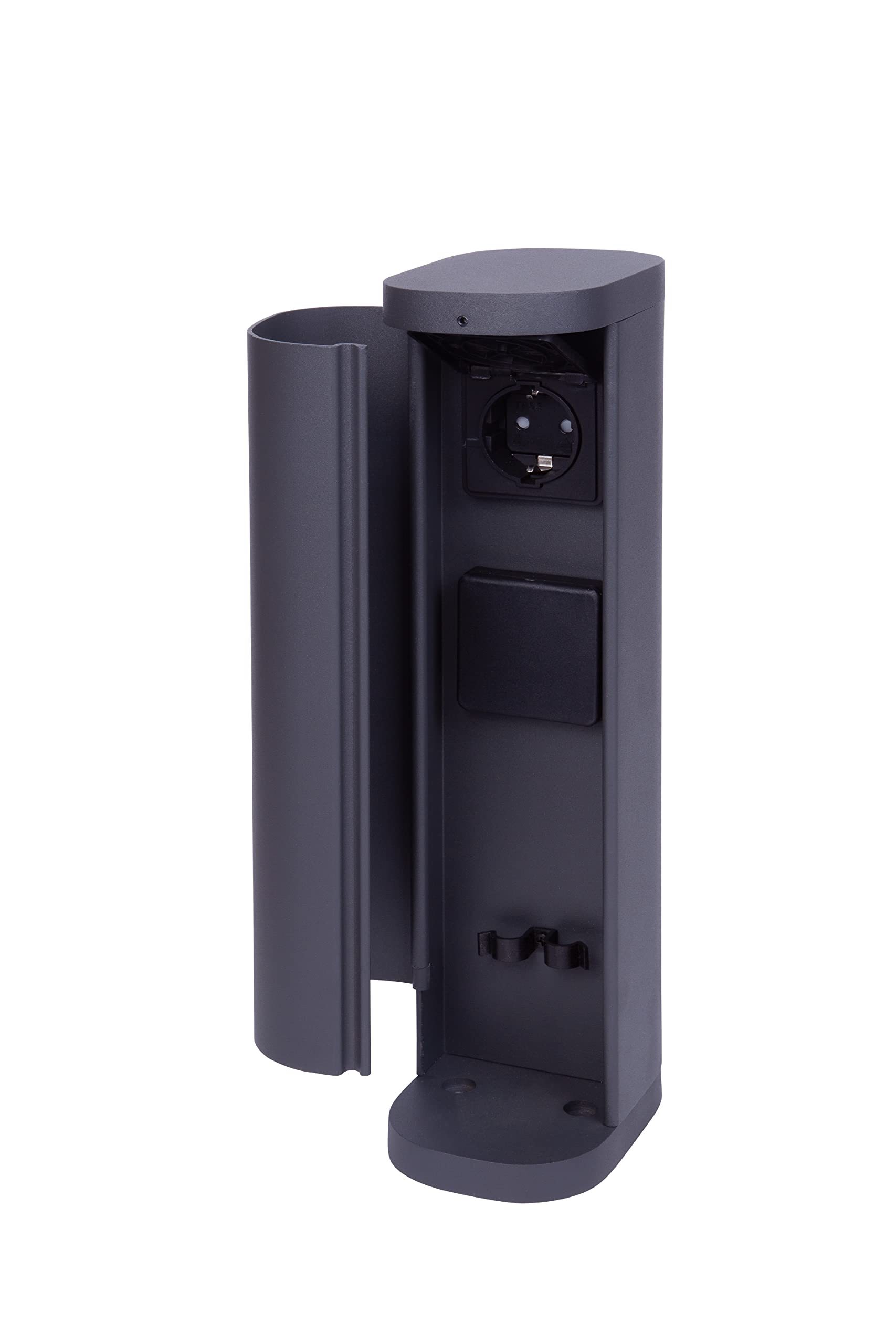 BOLD 19448 Volo Toma de Corriente de Exterior (Columna de enchufes) Antracita (2X Schuko | IP44 Torre de enchufes de Exterior| 3680 Watt | 38,5 x 13,5 x 9,5 cm | Embalaje sin plástico)