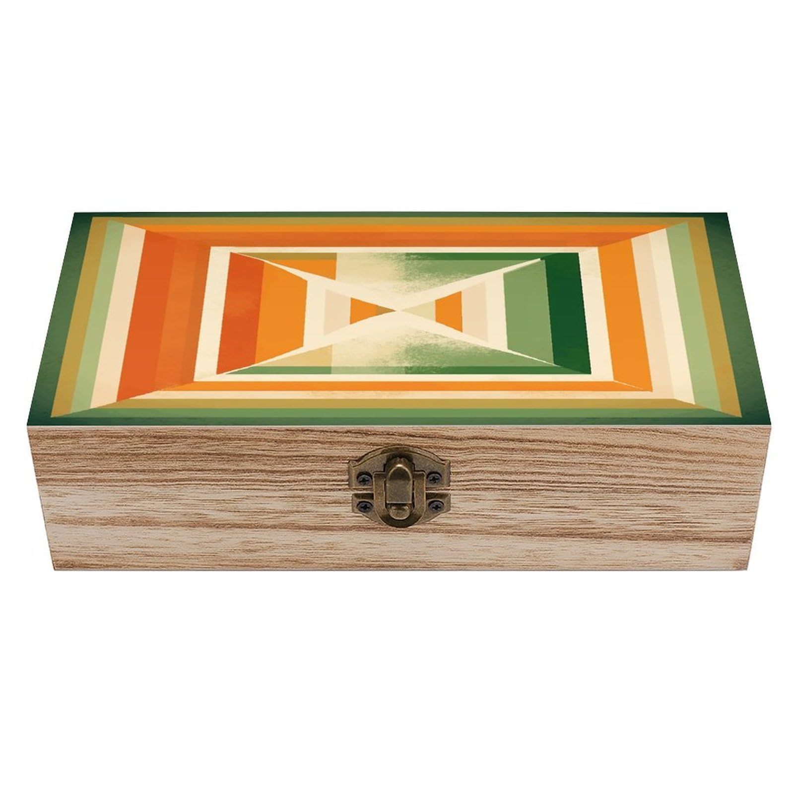 FekiLoot Square Pattern Wooden Box with Hinged Lid Vintage Storage Box Beautifully Keepsake Boxes Jewellery Organiser & Trinket Holder Unique Gift Ideas for Men & Women