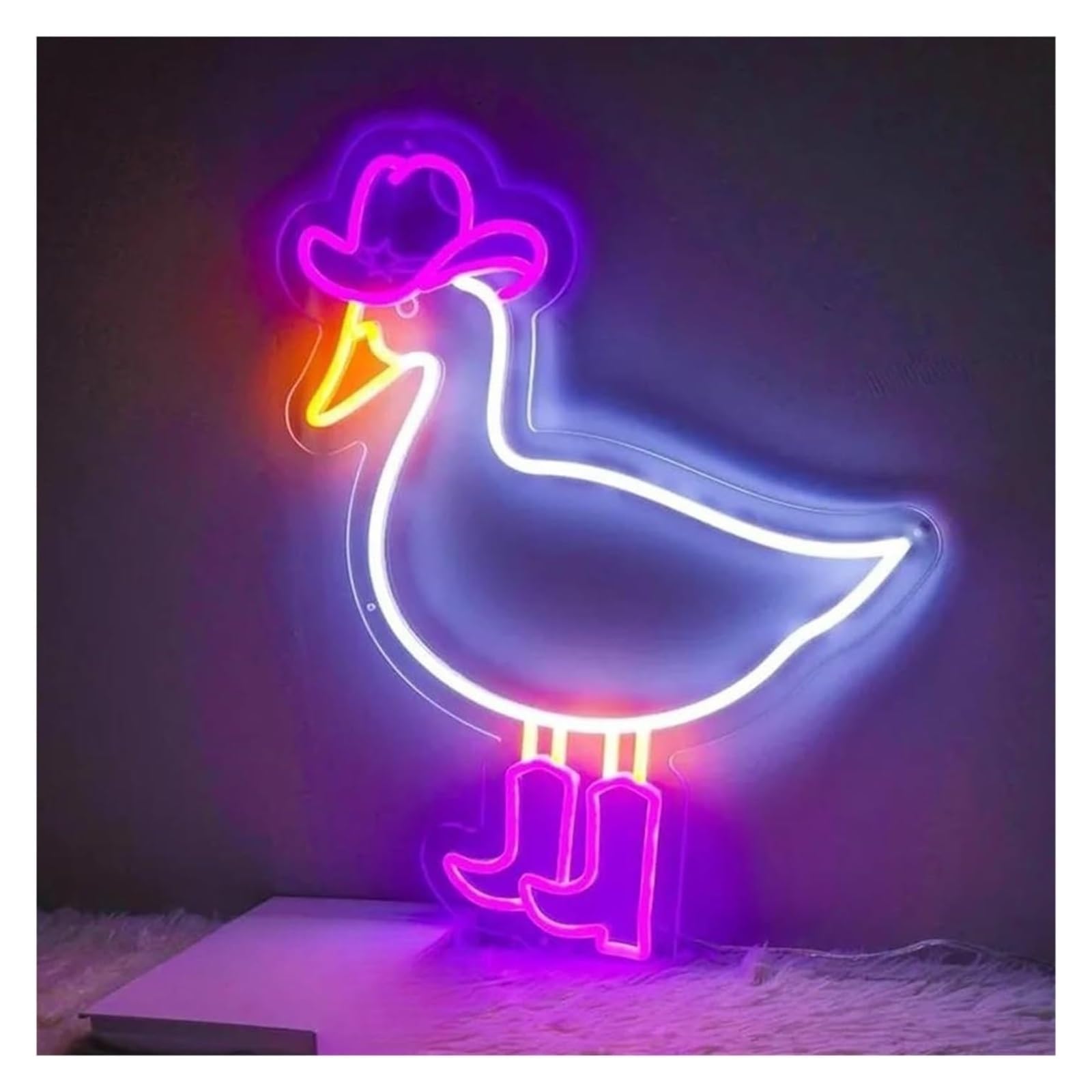 Genérico Luces de neón Lámpara de letrero con forma vaquero, ganso, pato tonto, luz LED grabada para habitaciones temática mascotas, 45 cm(D)