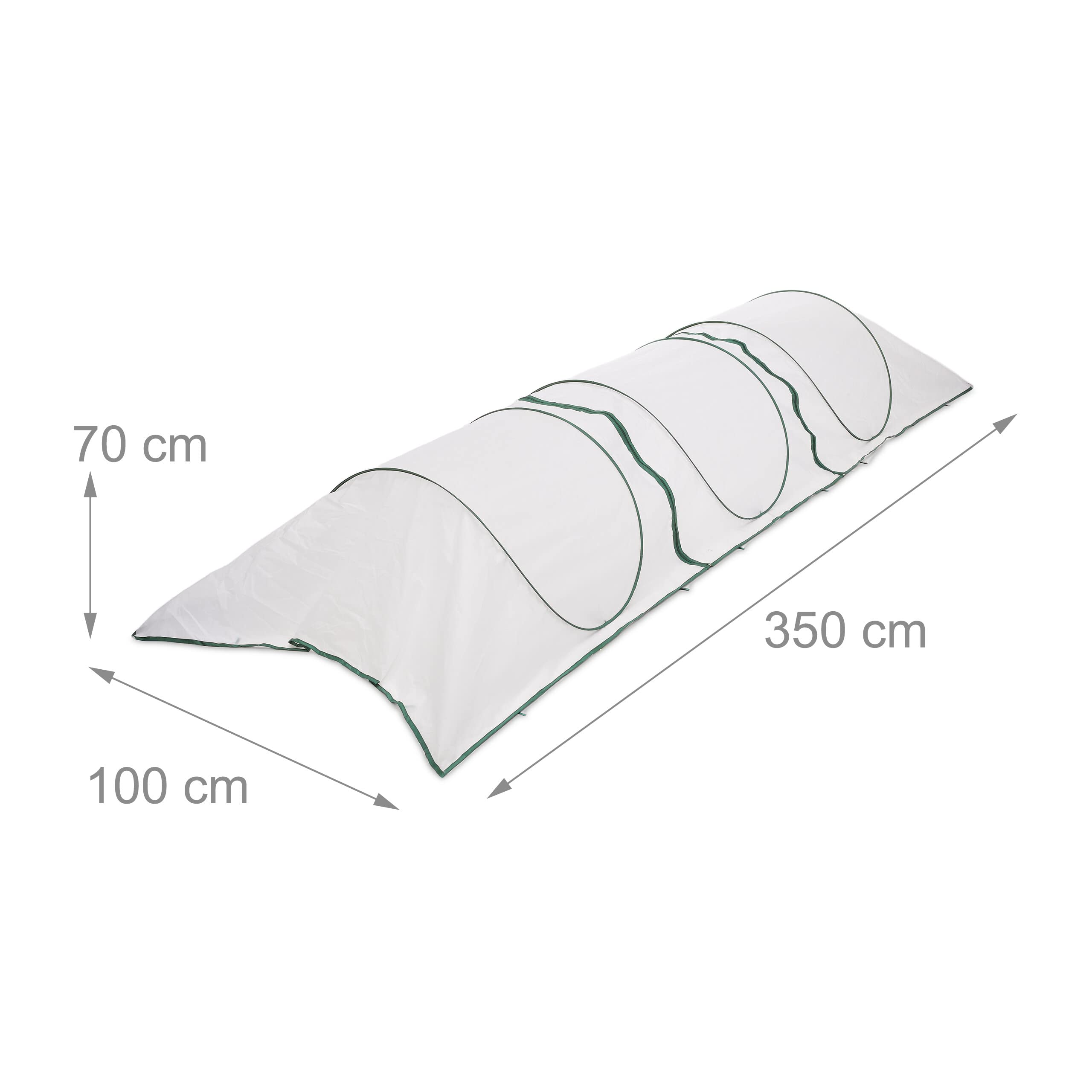Relaxdays Tunnel de Croissance Pliable, système « Pop up », 3,5 m, Filet antiparasitaire, pour légumes et Fraises, Blanc