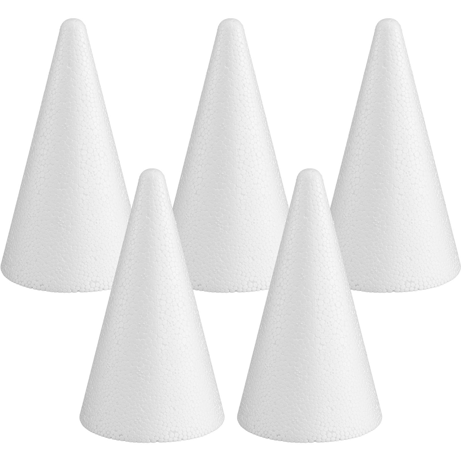 MCE-Commerce A32075 Polystyrene Cones Diameter 7 cm Height 12 cm Pack of 5 White