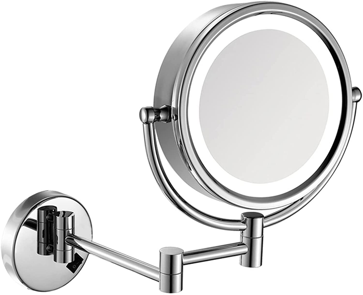 Miroir de maquillage LED mural extensible x10 - chrome élégant 20 cm
