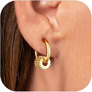 CHESKY Small Huggie Earring - 14k Gold Plated Dangle Earrings for Women Hypoallergenic Cubic Zirconia Hoops Minimalist Cute Huggies Earrings Bridesmaid Jewelry