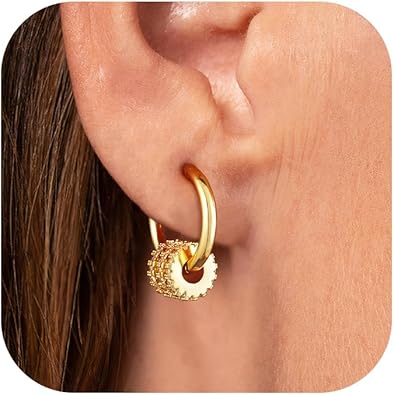 CHESKY Small Huggie Earring - 14k Gold Plated Dangle Earrings for Women Hypoallergenic Cubic Zirconia Hoops Minimalist Cute Huggies Earrings Bridesmaid Jewelry