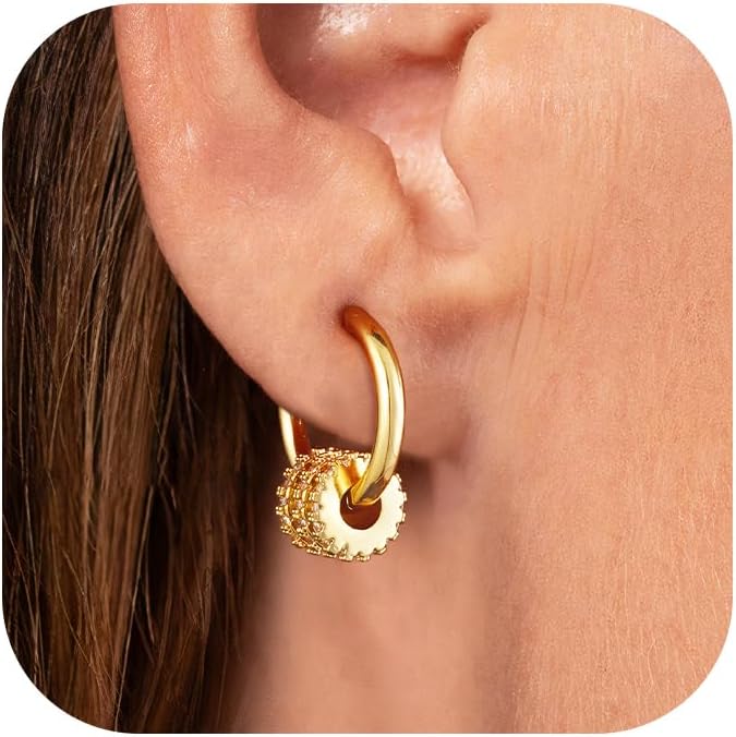 CHESKY Small Huggie Earring - 14k Gold Plated Dangle Earrings for Women Hypoallergenic Cubic Zirconia Hoops Minimalist Cute Huggies Earrings Bridesmaid Jewelry