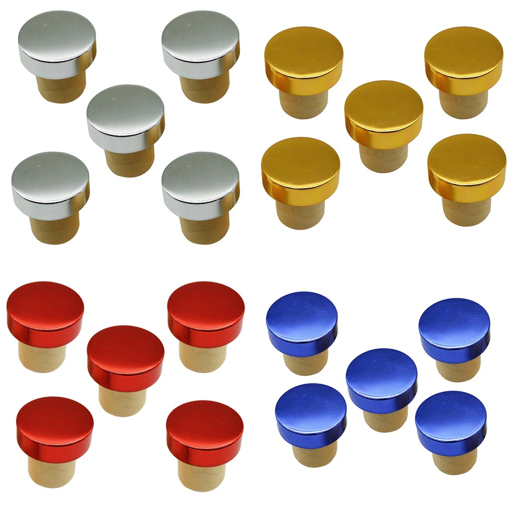 10 Set di 5 tappi per vino a forma di T in silicone tappo in sughero tappo per bottiglia argento