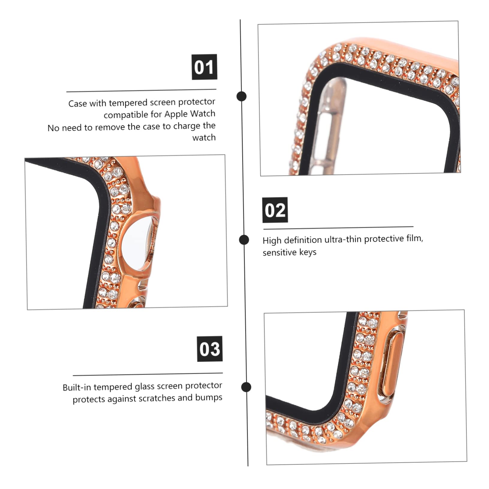 DOITOOL Lot De 3 Coques De Montre en Film Trempé pour Une Conception Robuste Et Brillante en Strass Facile À Installer 5 Pièces X 3