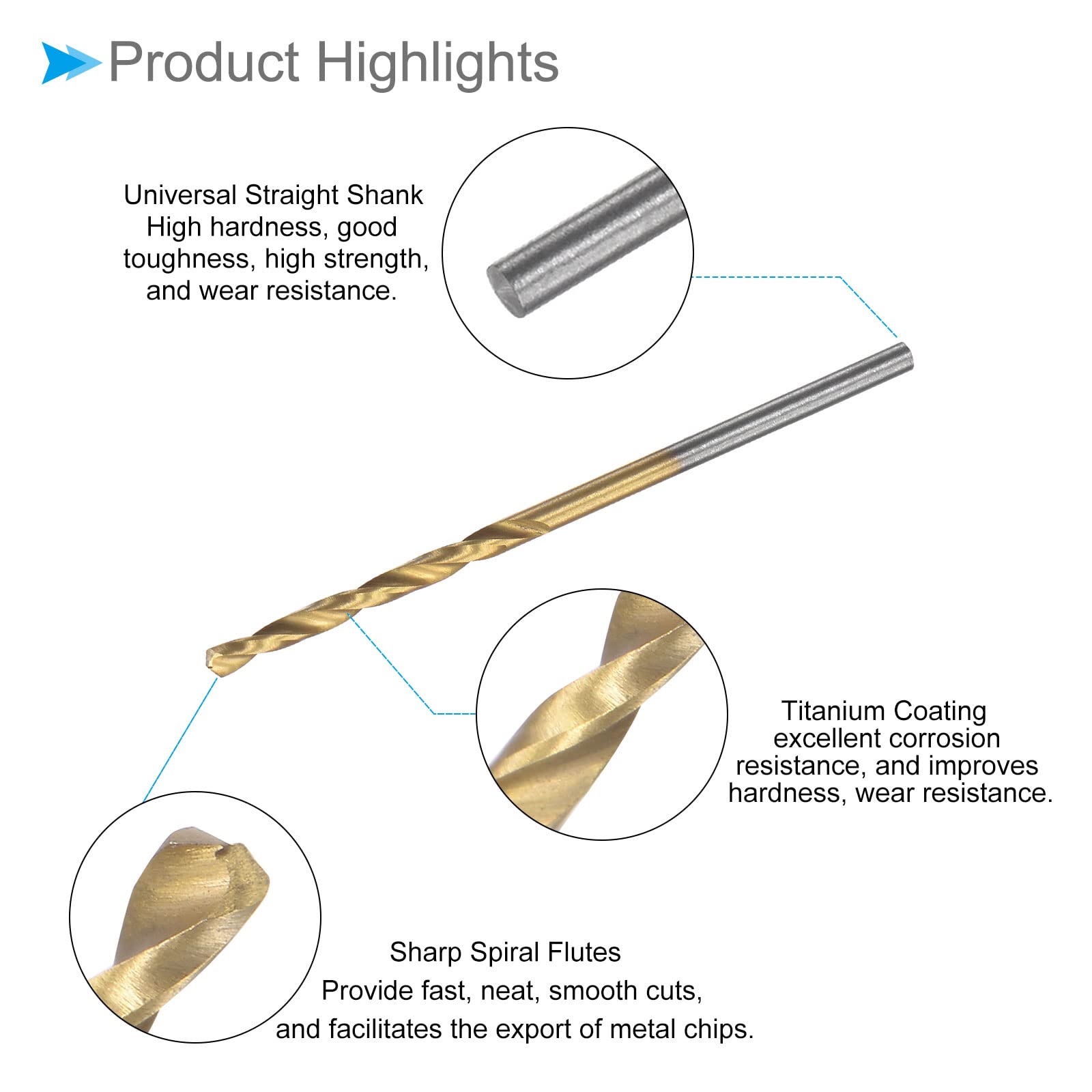 6-Pack 1.7mm Titanium Coated Twist Drill Bits – HSS 6542 Straight Shank, For Stainless Steel, Alloy Metal, Hard Plastic