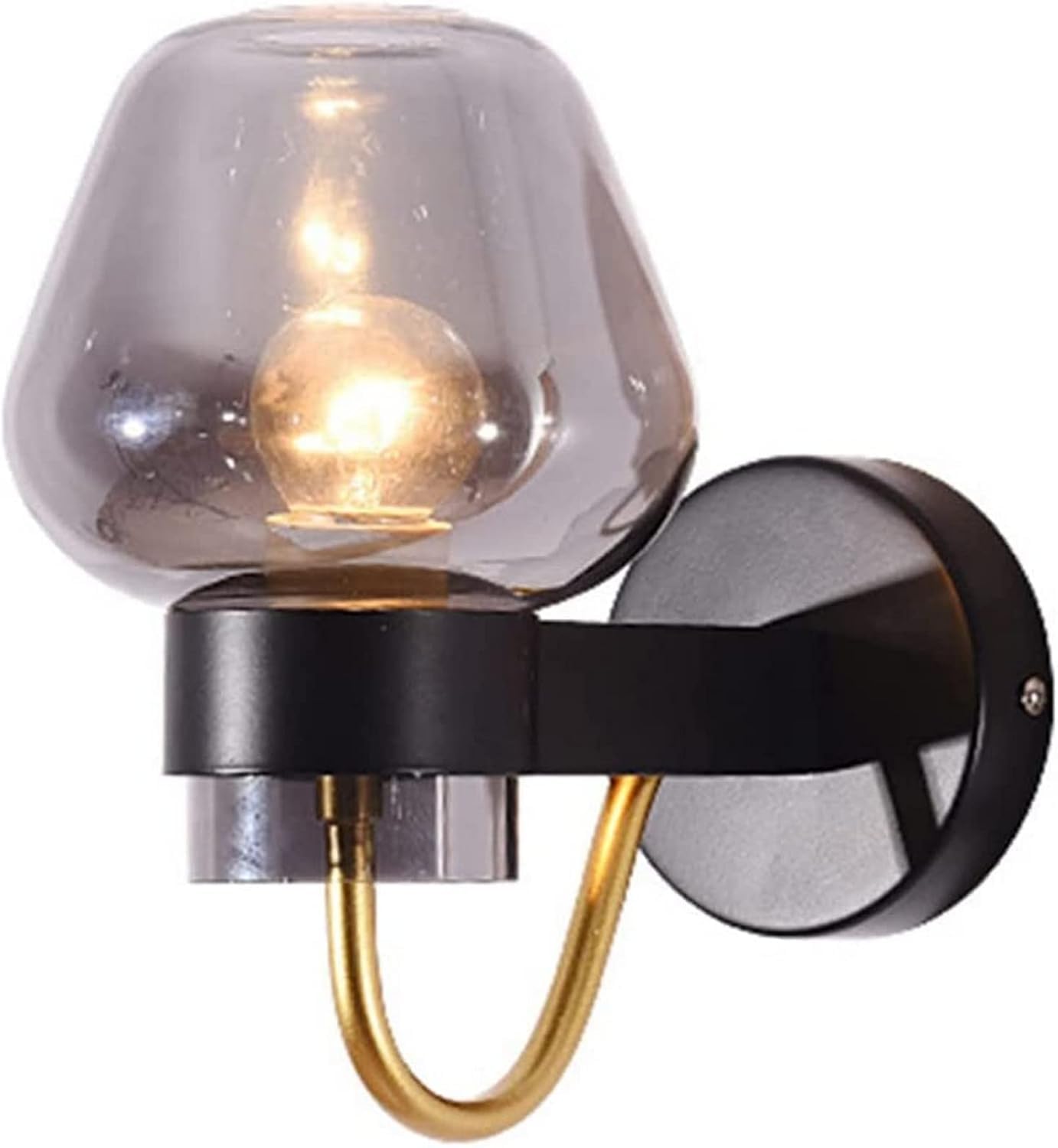 CWCQGH Wall Light E27 Wall Sconces Modern Glass Wall Lantern Simple Indoor Wall Luminaire Living Room Wall Mounted Light,Gray