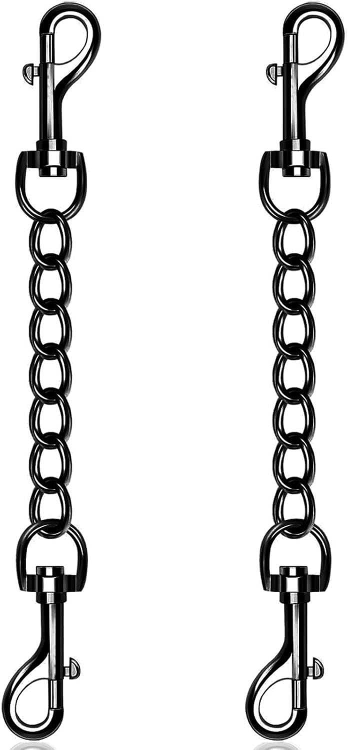 2 PCS Canine Collar Steel Security Clip, Harness Collar Leash Chain Connector, Heavy Responsibility Double Finish Spring Backup Buckle Clasp, Escape-Proof Security Accent (Medium, Black)