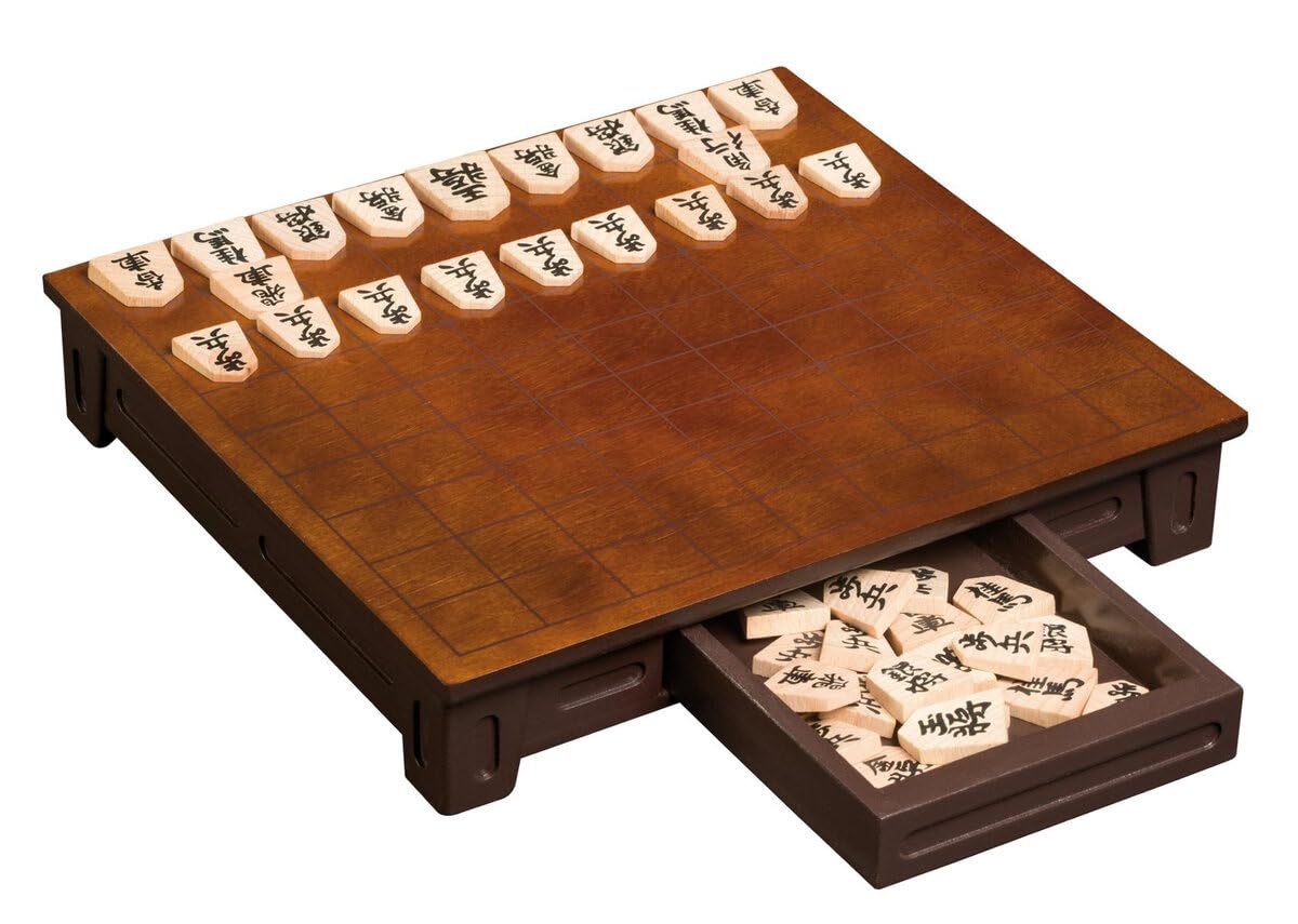 Philos Shogi Set with Raised Wooden Board and Storage Drawer