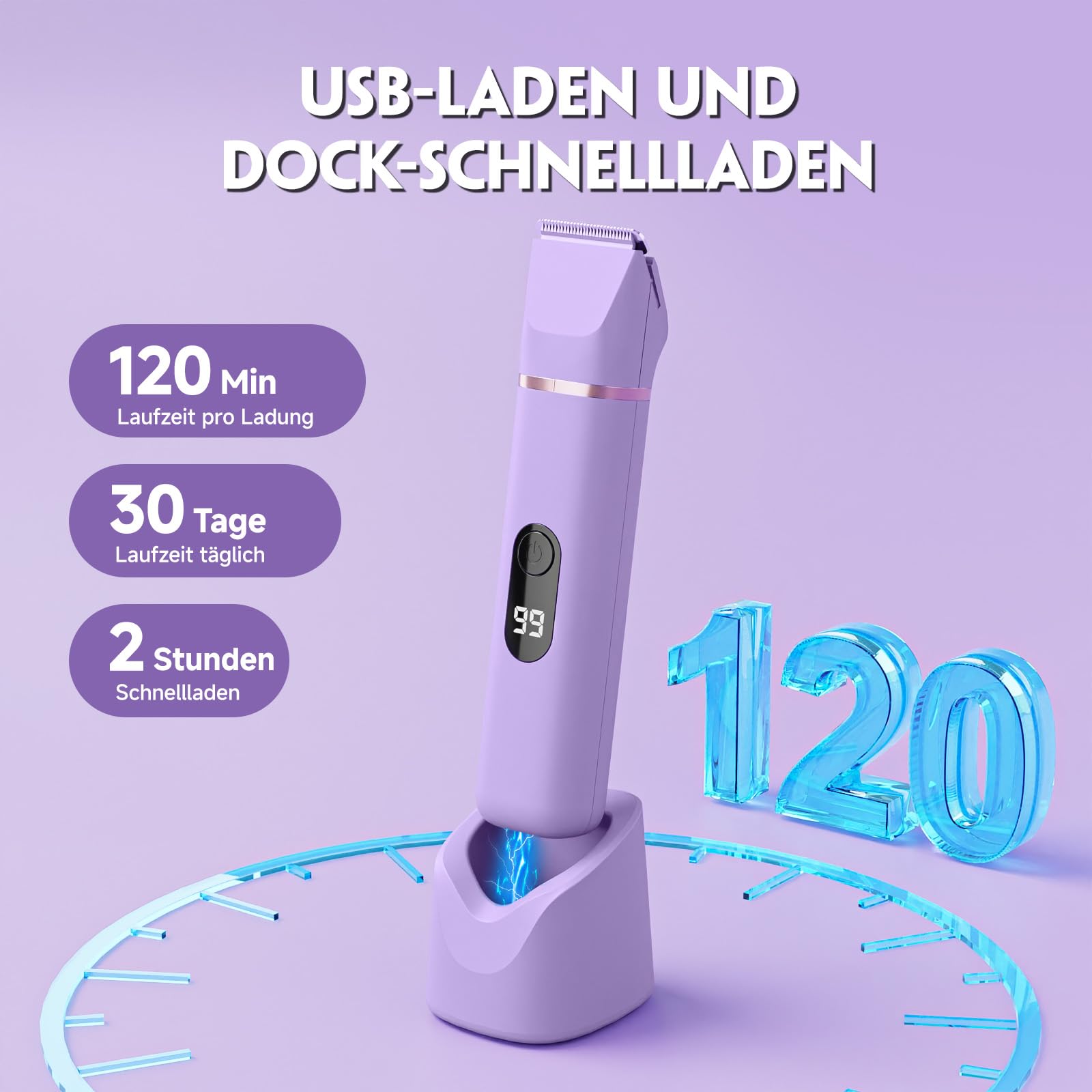 3 in 1 Intimrasierer für Frauen, Tiovara Elektrischer Rasierer Damen für Gesicht Bikinizone Beine, Wasserdicht & Sanft zu Empfindlicher Haut, Nass & Trocken Rasierer mit USB-Aufladung