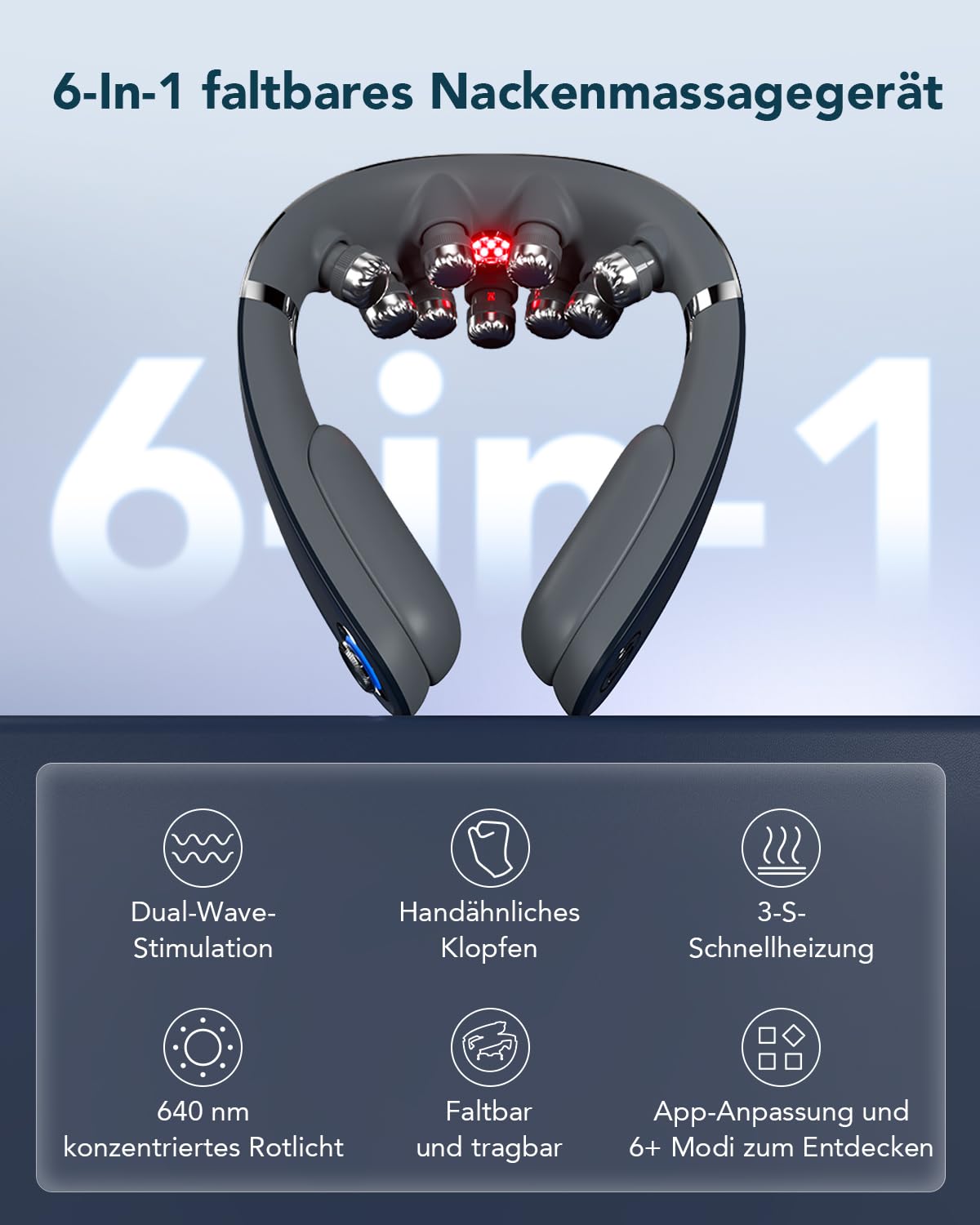 SKG G7 Pro Fold faltbare Nackenmassagegerät mit Wärme kabellos tragbar Puls- und Vibrationsmassage