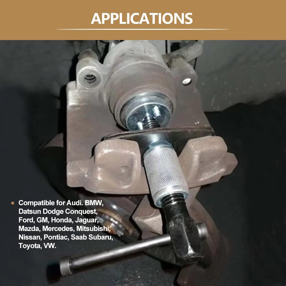Greluma Strumento riavvolgimento del pistone della pinza freno disco,Strumento riavvolgimento pistone freno,Set strumenti il ripristino delle pastiglie freni posteriori dell'auto con maniglia destra
