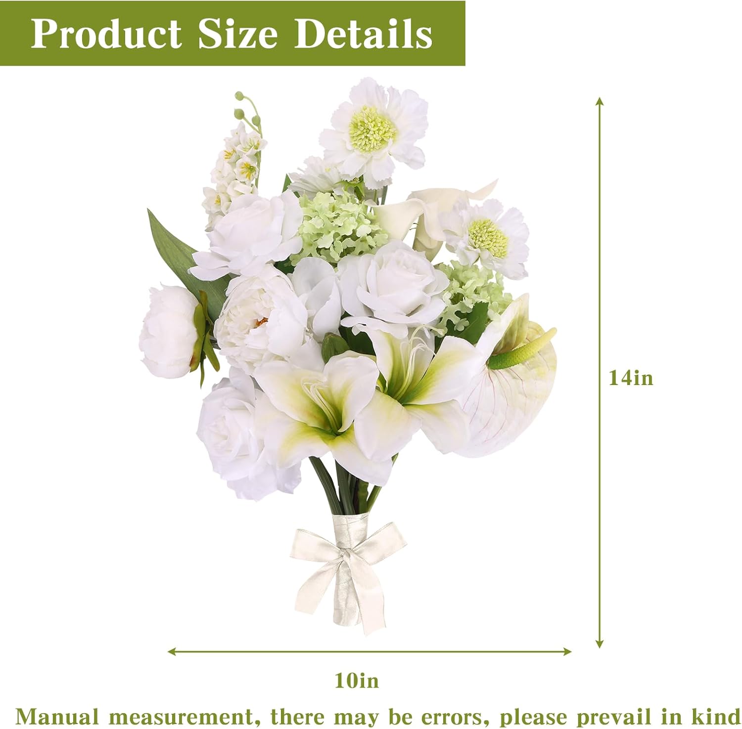 CEWOR Artificial Flowers Fake Flowers for Vase Silk Faux Flowers for Wedding Bouquets Flower Arrangements Floral Table Centerpieces Home Kitchen Garden Party Décor (White)
