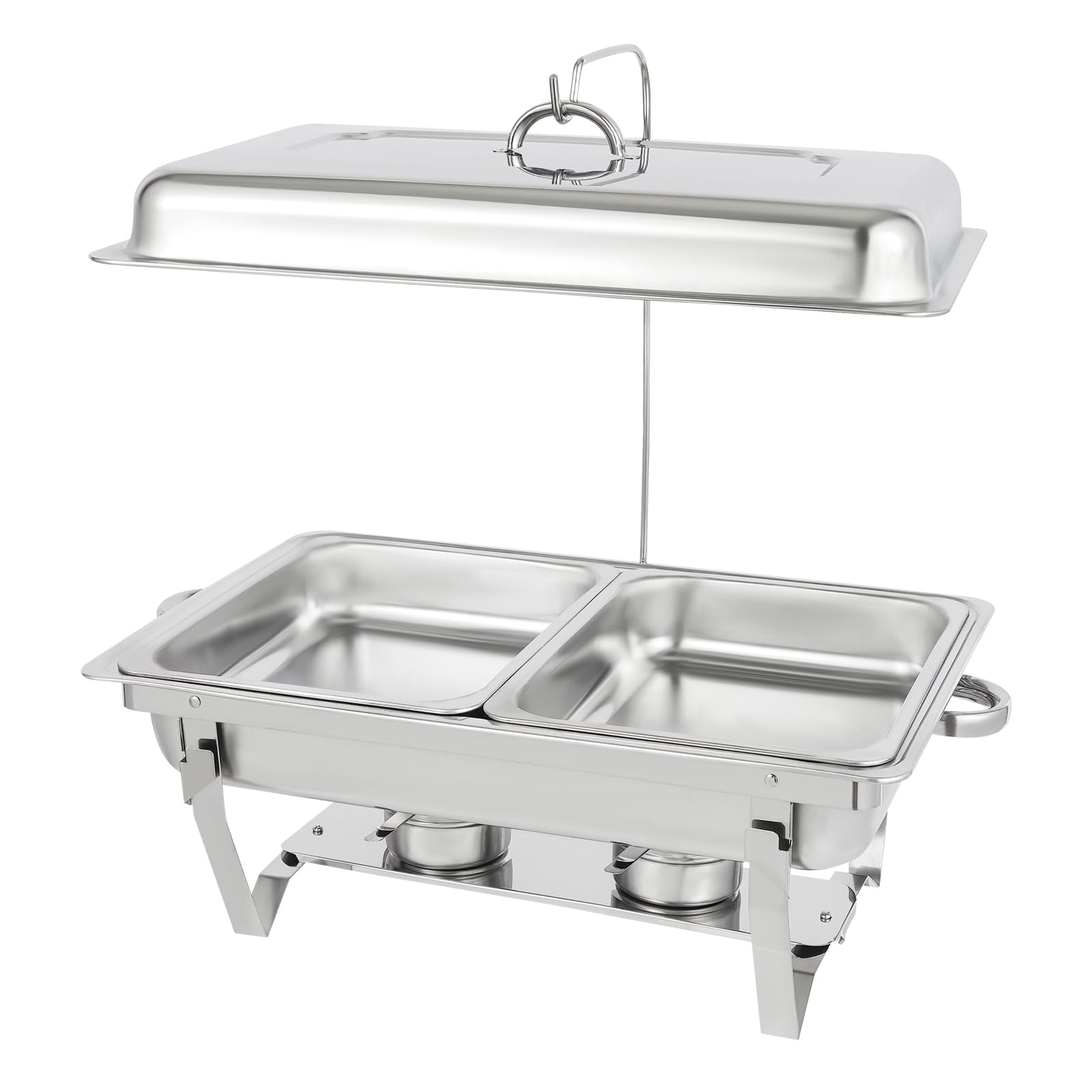 Scaldalibi da 4,5 l, contenitore termico in acciaio inox, telaio pieghevole in acciaio inox, set da buffet argento, per catering buffet e feste
