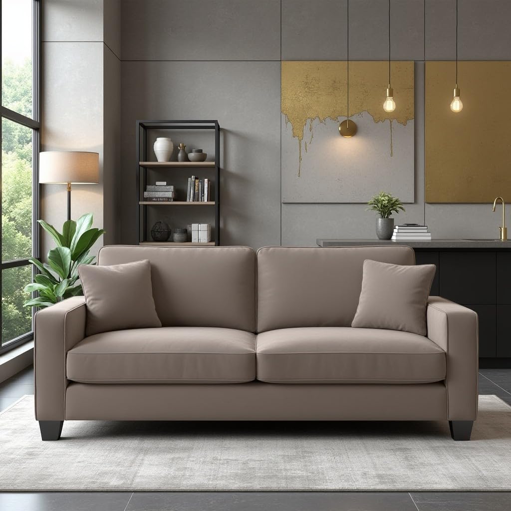 Torque Moscow 2 Seater Fabric Sofa (Light Brown) 2 Person Sofa, Wooden Sofa Set, Couch for Living Room | 3 Years Warranty-image-43