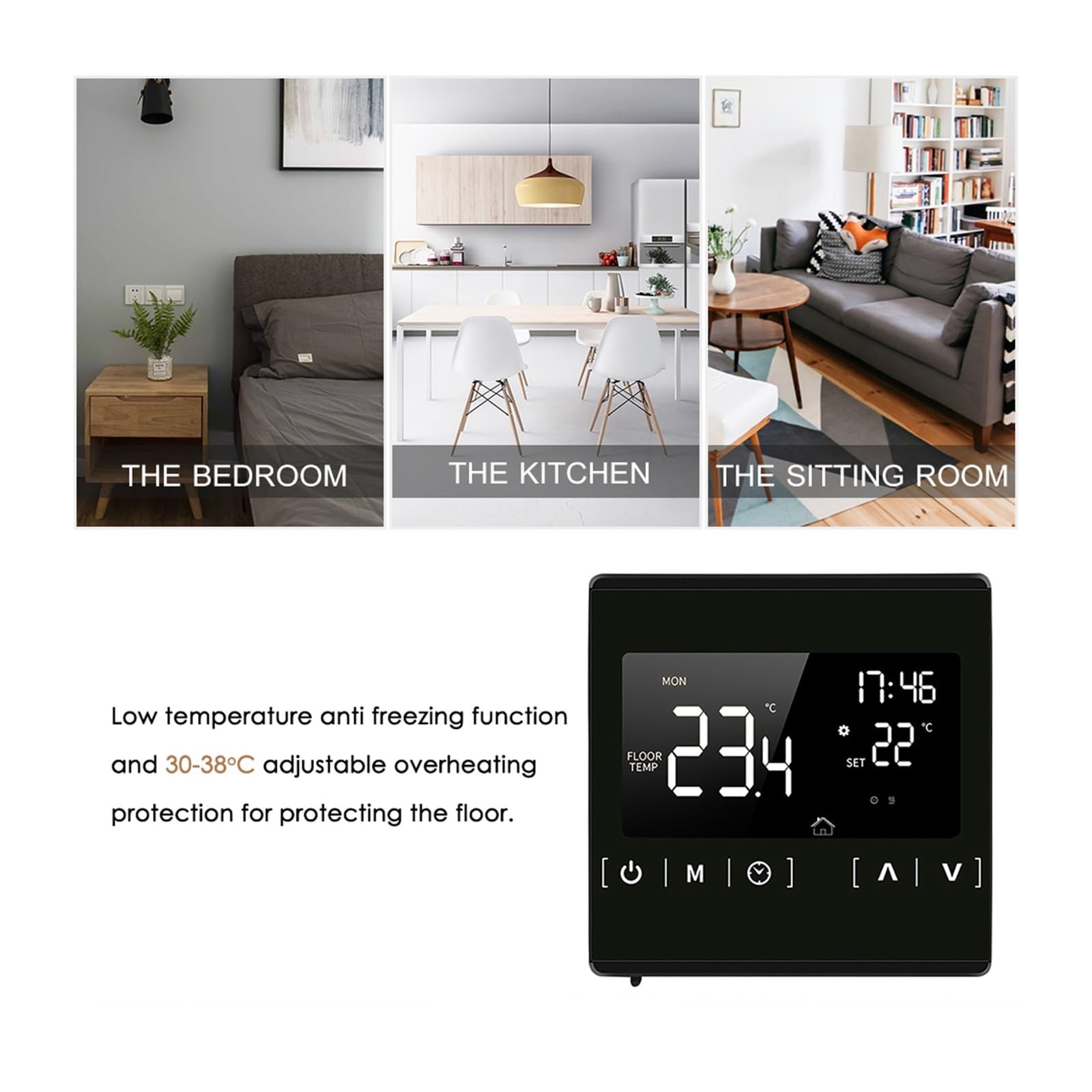 Inteligentny termostat, Inteligentny termostat z ekranem dotykowym LCD do domowego programowalnego elektrycznego ogrzewania podłogowego, termoregulator AC 85-250V temperatura(Grijs)
