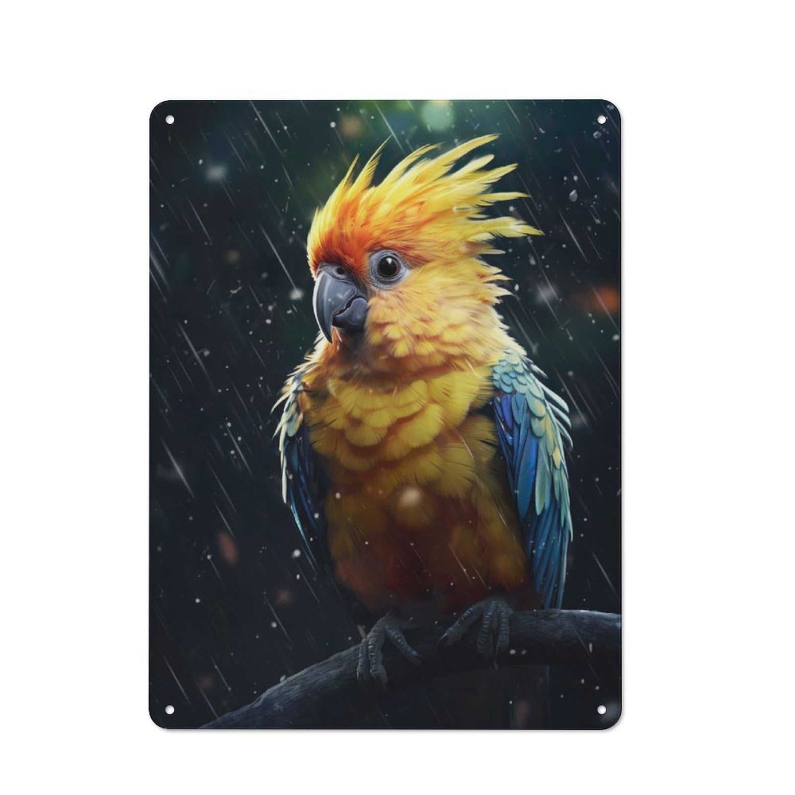 Junmoney Epic Rainy Cockatiel Vintage Decorative Tin Sign 40X30cm Featuring Retro Room Decor For Bedroom, Office, Home Bar Or Dining Room