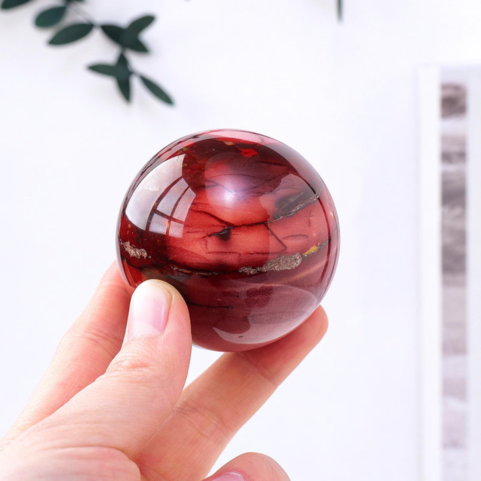 Bola de Cristal de Piedra de yema Natural, Piedra Preciosa curativa,Bola de energía de Cristal,Escultura de Esfera Redonda,Figura para Fengshui, adivinación,decoración del hogar,50~55mm