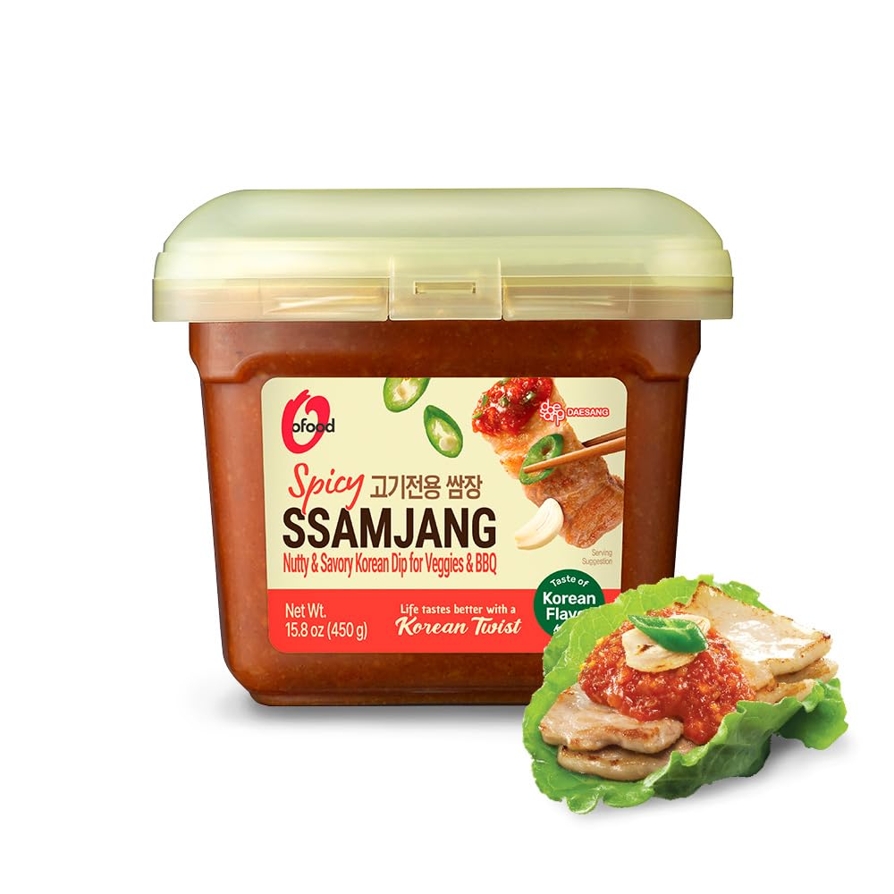 Ssamjang Korean Soybean Paste Sauce [Spicy | 1.0 lb (500g)] for BBQ, Lettuce Wraps, Rice, Vegetables, and Meat | Korean Flavor, Bold & Savory - O’food